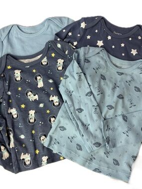Hanes Navy & Light Blue Space Puppy Kids Pajama Tops - 4-Pack